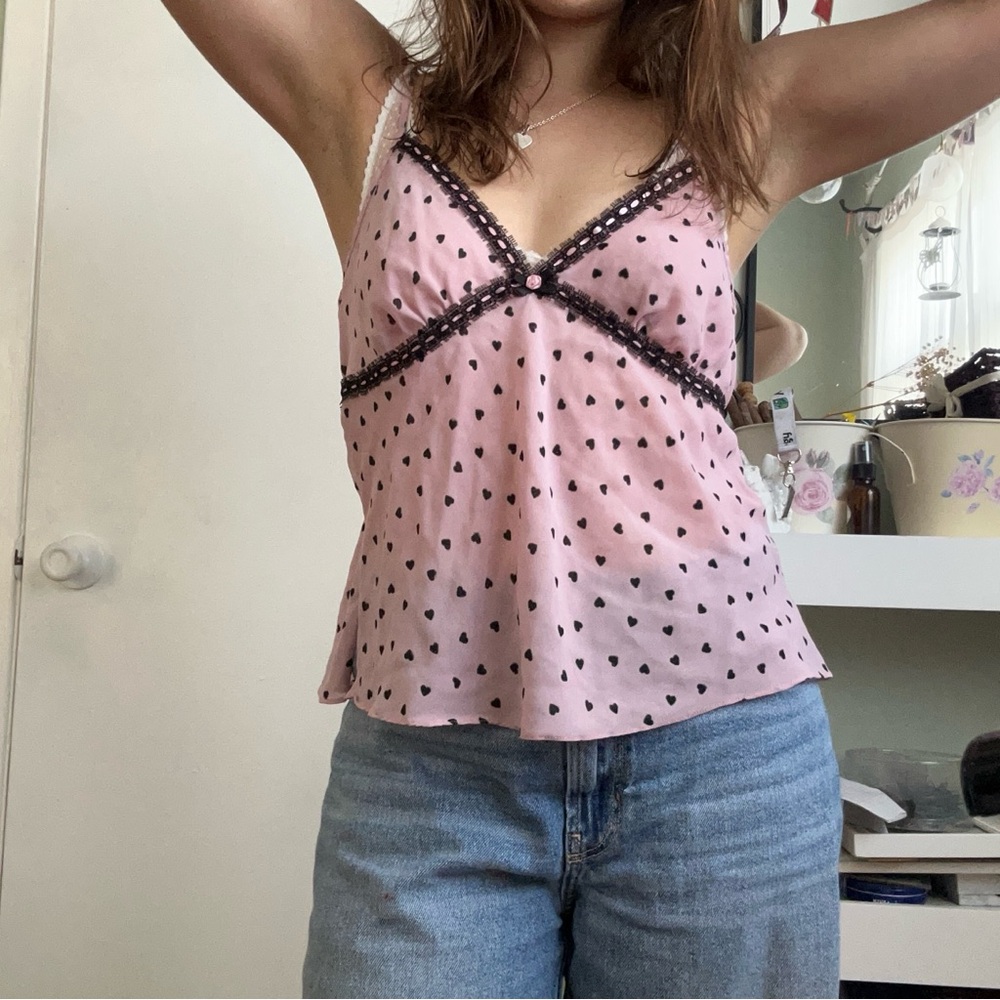 Oscar de la Renta Pink Heart Camisole